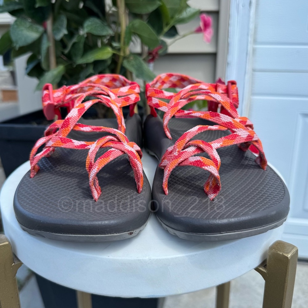 Chaco ZX/2 Dual Strap Classic Sandals Quilt Peach Pink Orange size 8 women’s - Picture 4 of 10